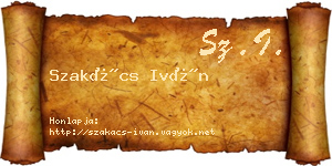 Szakács Iván névjegykártya
